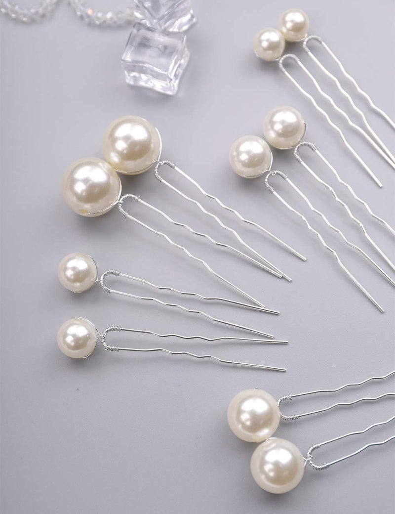 Aimimier Bridal Faux Pearl Hair Pins 10 Pcs Large Ivory Faux Pearl Bobby Pins Wedding Hair Piece Prom Party Festival Hair Accessories for Women and Girls (Ivory) - Image 3